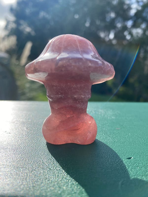 Crystal carved mushroom woman body figurines - strawberry quartz 2