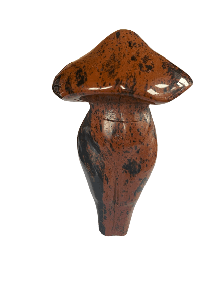 carved mushroom woman - mahogany obsidian