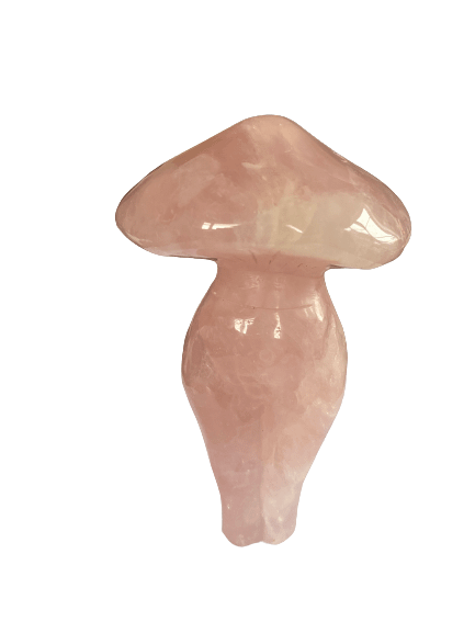 carved mushroom woman - rose quartz